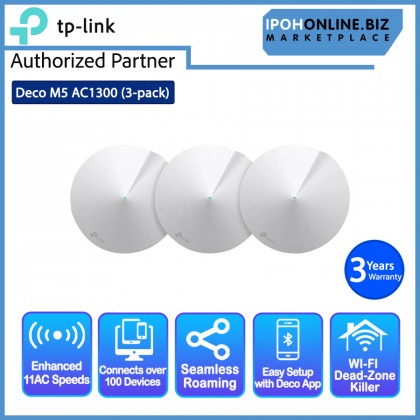 TP-Link Deco M5 (3-pack) AC1300 Dual-Band Whole Home Mesh Wi-Fi System - 500Mbps Plan TP-Link Deco M5 (3-pack) AC1300 Dual-Band Whole Home Mesh Wi-Fi System - 500Mbps Plan